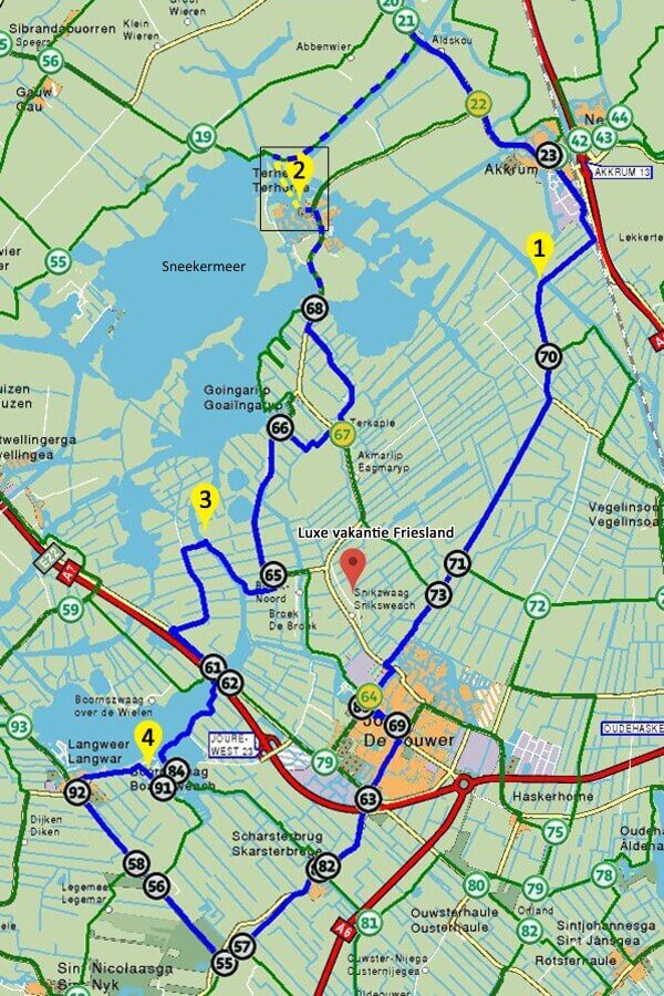 Fahrradroute die 4 pontjes Fähren route