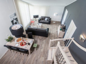Vanaf de vide uitzicht over de woonkamer vakantiehuis De Finne